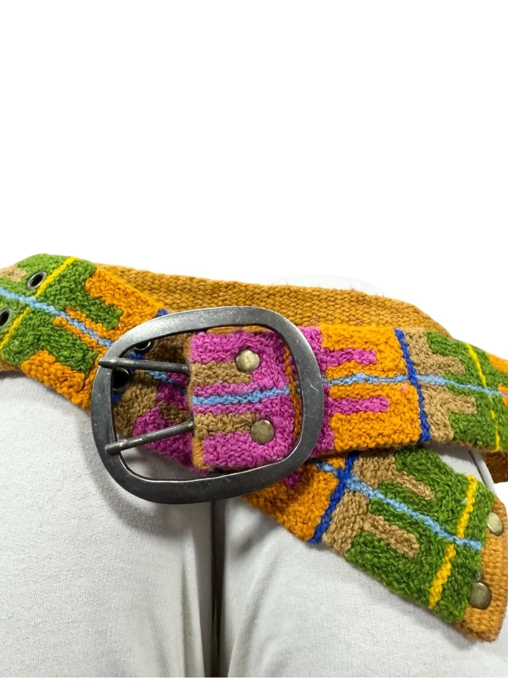 Jenny Krauss Unique Rare 100% Wool Multicolored Belt Size Small